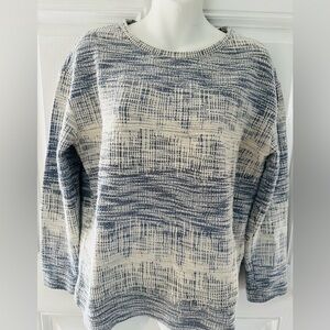 Jane and Delancey Woven navy blue and cream long sleeve cotton shirt Sz M